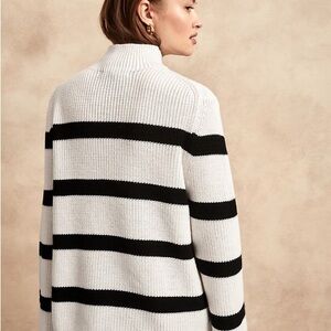 Banana Republic Black and White Striped Turtleneck Sweater
